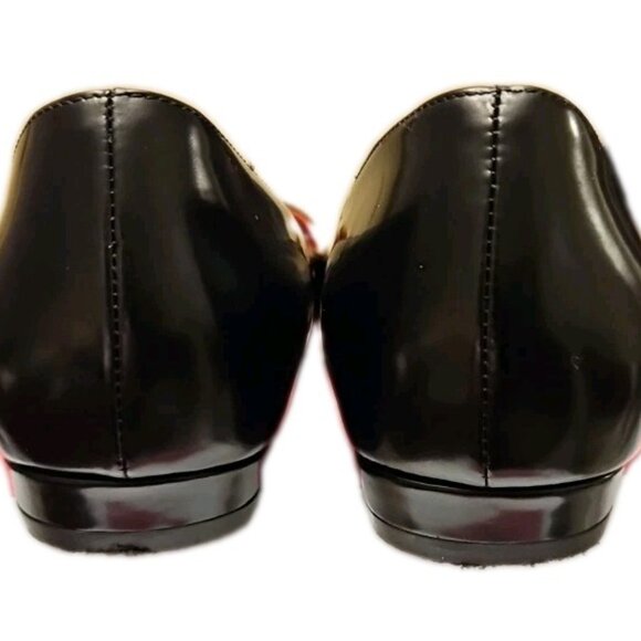 Tory Burch Patos Point Toe Black Flat Patent Leather Gold Medal, Womens Size 7 M - Picture 3 of 10